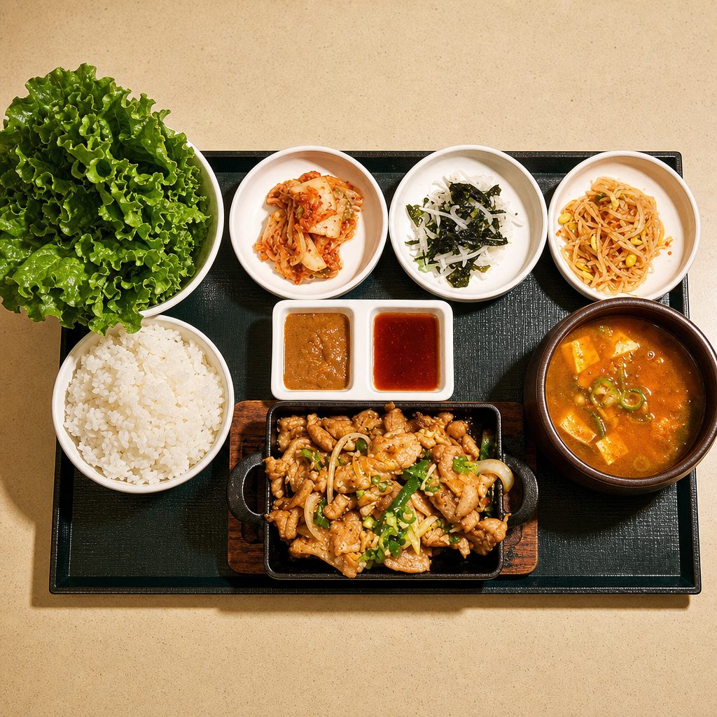 Meat Platter with Korean BBQ.