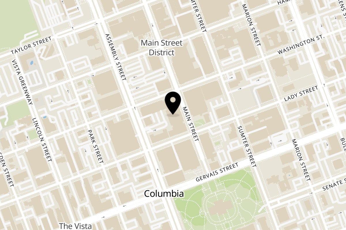 Map showing the location of MOA Korean BBQ & Bar - Columbia on 1333 Main St Suite 170 in Columbia